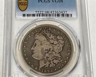 1893 CC - Morgan Silver Dollar - PCGS Graded VG08