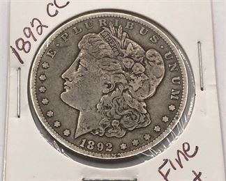 1892 CC - Morgan Silver Dollar - 90% Silver - Fine +