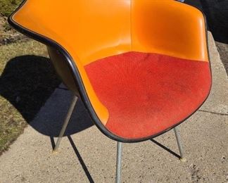 Mid Century Modern 1960's Herman Miller Orange Upholstered Arm-Chair