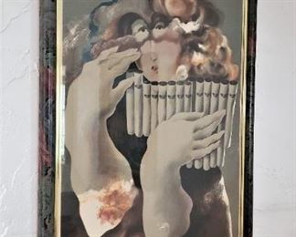 Josep Baques, Lady with flute. Print