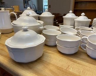 24	$70 	
White kitchen set of china with canisters 