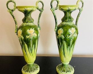 1_____$50 
Majolica set of green vases 14x7