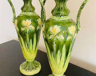 1_____$50 
Majolica set of green vases 14x7