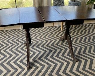 61_____$170 
Double pedestal mahogany table 36Lx36W + 3 leaves 12"each