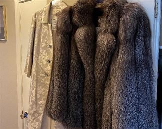 $350 fox jacket - vintage coat next to it 