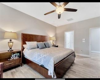 Lexington rosewood 6 pc. 2 tall dressers, two nightstands, one double dresser. King bed frame. Mattress not included. 