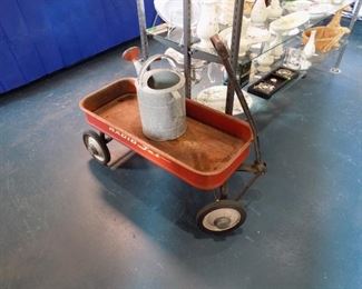 Vintage wagon, watering can