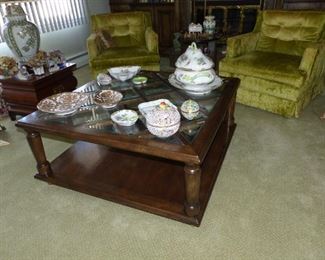 Wood with glass top coffee table