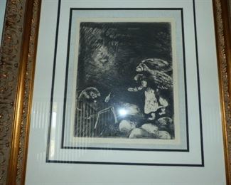 Marc Chagall limited edition etching "Drunkard and his Wife"