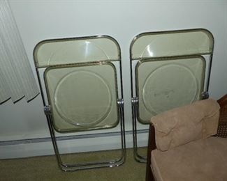 Lucite & chrome folding chairs