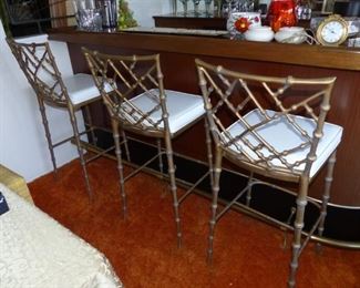 Vintage Kessler faux bamboo metal bar stools