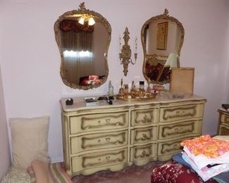 Master bedroom set, pair of decorative mirrors