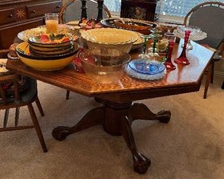 Other side of poker table. Solid oak top . Claw footed 