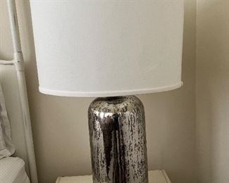 Asking Was $700 Pair - Now $525---Pr Mercury Glass Spotted Cylinder Lamps - 32" Tall