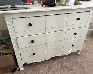 Asking Was $650 - Now $475---Shabby Chic White Painted Wood Dresser - Newer - 21" x 47"