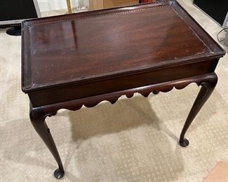  Asking Was $500 - Now $375---Dark Mahogany Queen Anne Rectangular Side Table - Williamsburg by Stickley - 29" deep x 18" wide x 26" tall