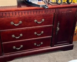 Asking: Was $400 -- Now $300--- Cherry Wood Dining/Bedroom Dresser- 3 Drawer w/ Side Cabinet - as is