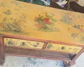 Hand painted small bench with storage