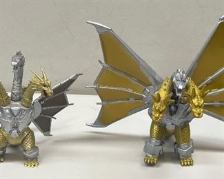 Bandai 1998 8.5" And Toho 1994 6" Mecha King Ghidorah Poseable Figurines (as Is) 