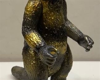 Toho Japan 10" Green And Gold Poseable Godzilla Figurine