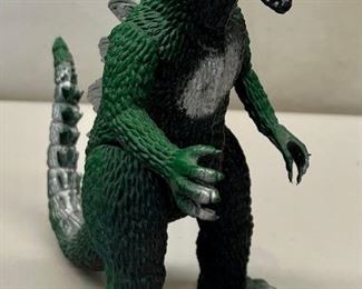 Vintage 1986 Made In China 8.5" Green And Silver Godzilla Figurine