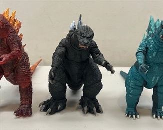 Toho Neca 2019, 2016, And 2014 6, 6.5" Poseable Godzilla Figurines