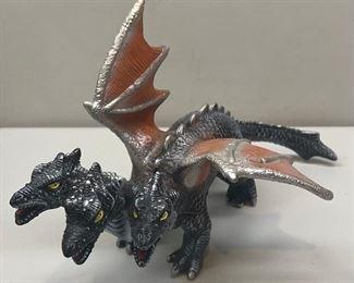 9" Three Headed Dragon Figurine With Working Voice Box