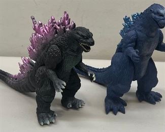 Toho Bandai Purple And Blue Spine 6" Poseable Godzilla Figurines
