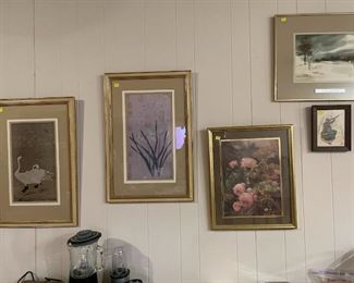 beautiful prints in gold frames