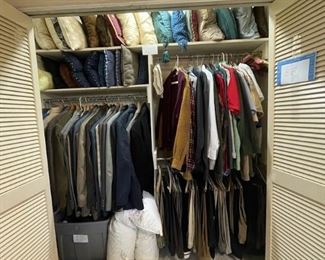 mens clothing for sale and lots of throw pillows