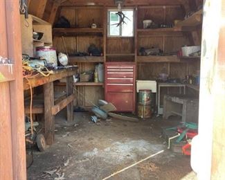 Shed with tools and other outdoor items