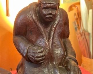 John Piet, Kneeling figure, Carved hardwood