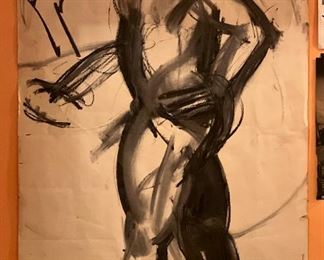 John Piet, figure, drybrush on paper (large scale)