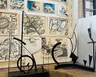 The large sculpture studio has been converted into a gallery featuring the works of John Piet and Christine Piet.
