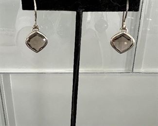Smoky topaz and sterling silver dangle earrings