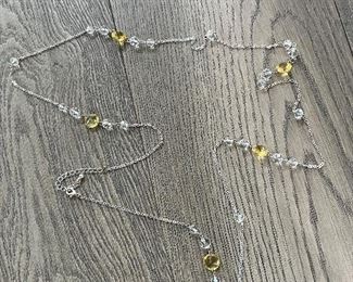 Pretty Crystal and silver long necklace