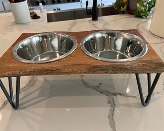 Dog bowls in a live edge holder!