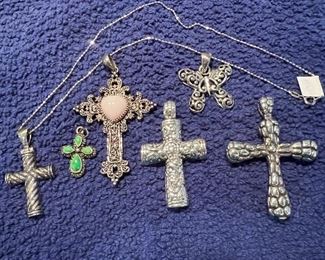 Sterling silver and semi precious cross pendants
