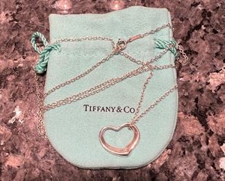 TIFFANY Elsa Peretti Open heart pendant and necklace.,