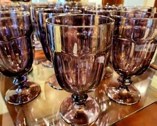 Set of 10 Amerhyst Glass Goblets