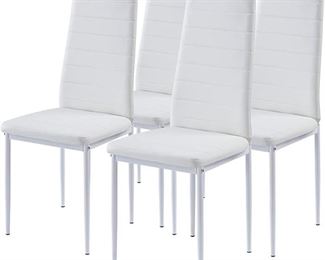Set of 4 ROZHOME white Dining Chairs, brand new $95 or bid #11