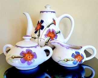 MANCIOLI POTTERY Made In Italy, vintage hand-painted tea set $79 or bid #25