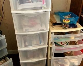 Vintage patterns, tons of fabric and upholstery fabric, etc. 