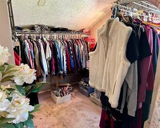 TONS of women’s clothes (upstairs) size Med.- XXL