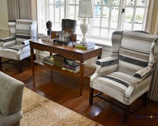 Pair of custom wingback chairs