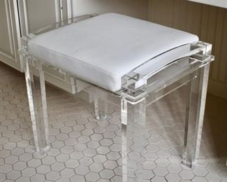 Lucite and leather vanity stool