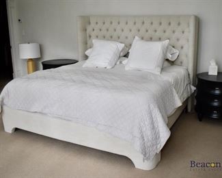 Upholstered king bed with adjustable mattress