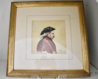 Miniature framed portrait (signed R.P.B.) by Ruth Payne Burgess.