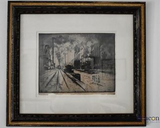 Framed Joseph Pennelltrain etching