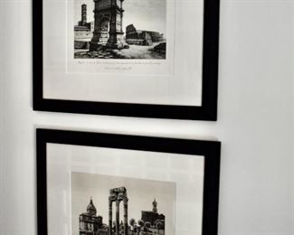 Framed Carbonati Roman ruins prints.